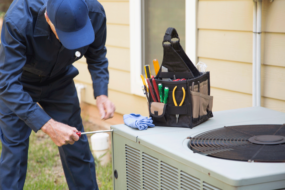 Tech with A/C and tools.