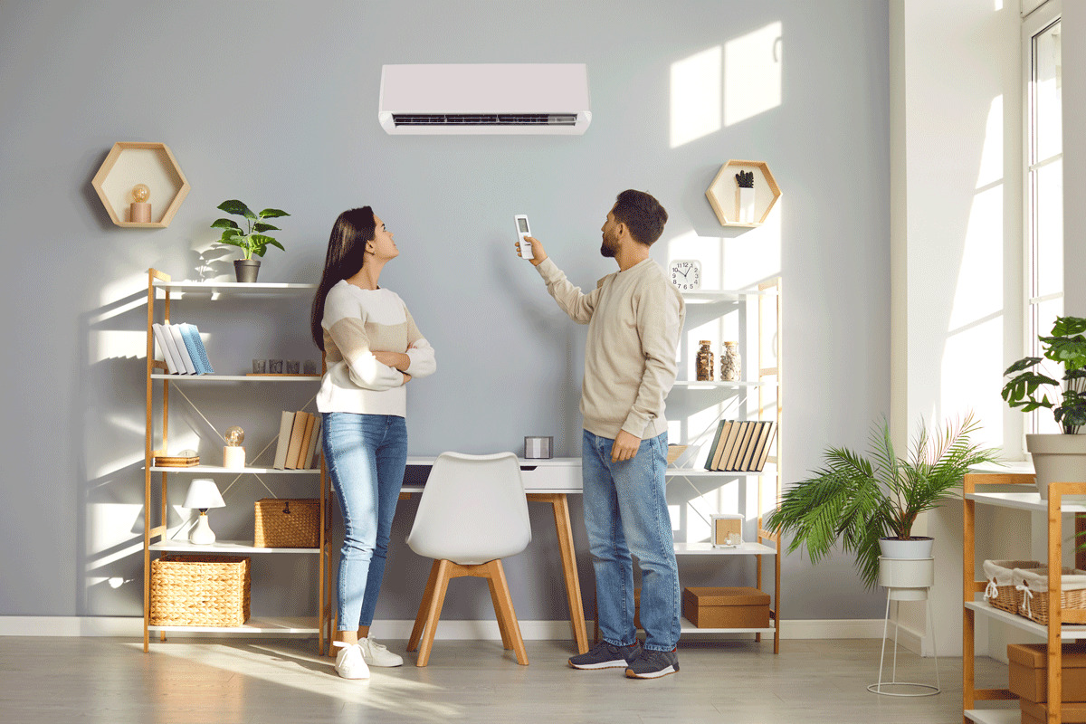 Couple with AC unit